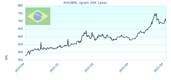 XAU/BRL /gram 24K 1year