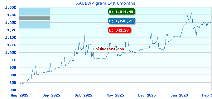 XAUBWP gram 14K 6months