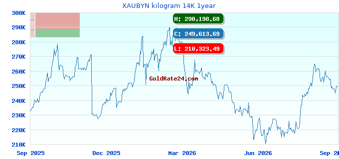 XAUBYN kilogram 14K 1year