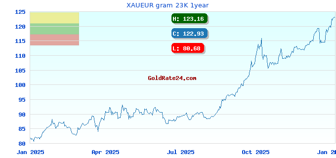 XAUEUR gram 23K 1year