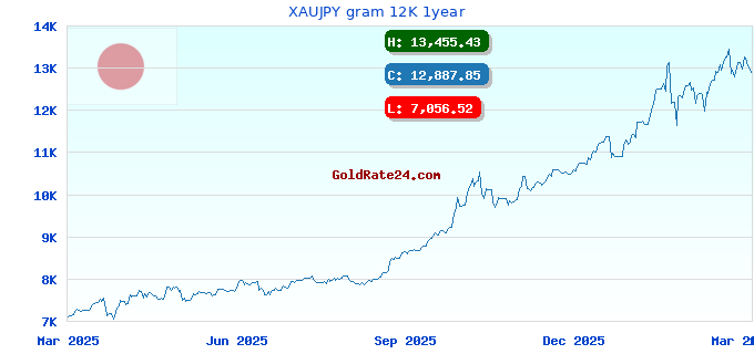 XAUJPY gram 12K 1year