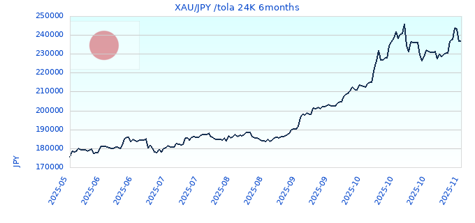 XAU/JPY /tola 24K 6months