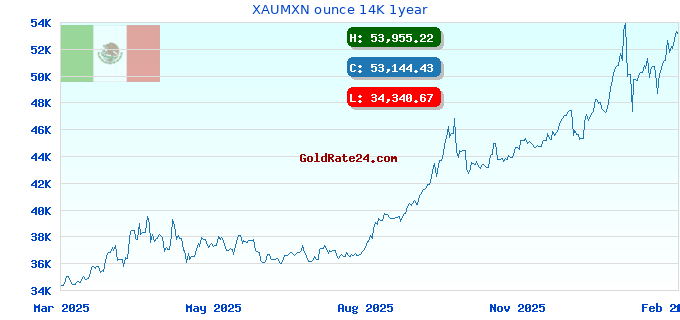 XAUMXN ounce 14K 1year
