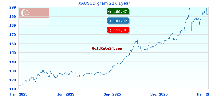 XAUSGD gram 22K 1year