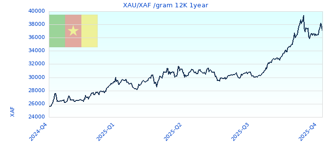 XAU/XAF /gram 12K 1year