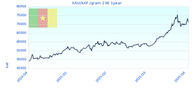 XAU/XAF /gram 23K 1year